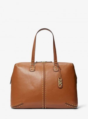 Michaelkors Astor Extra-Large Studded Leather Marrom | SN-MK28161