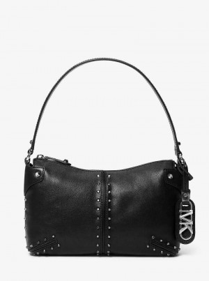 Michaelkors Astor Large Studded Leather Pretas | SN-MK27003