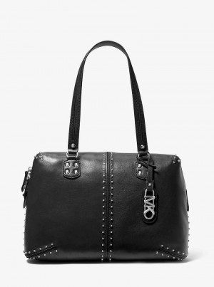 Michaelkors Astor Large Studded Leather Pretas | SN-MK27004