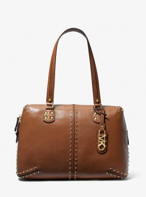 Michaelkors Astor Large Studded Leather Marrom | SN-MK27049