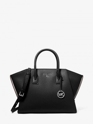 Michaelkors Avril Large Leather Top-Zip Pretas | SN-MK27334