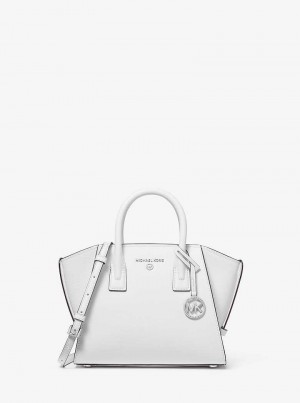 Michaelkors Avril Small Leather Top-Zip Branco | SN-MK27338