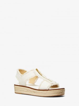 Michaelkors Berkley Frayed Denim Branco | SN-MK27518
