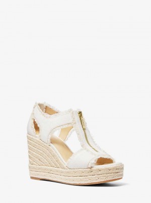 Michaelkors Berkley Frayed Denim Branco | SN-MK27552