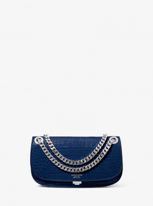 Michaelkors Christie Mini Crocodile Embossed Leather Azul Marinho | SN-MK27088