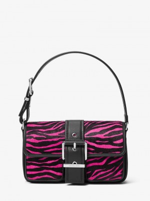 Michaelkors Colby Medium Zebra Print Calf Hair Rosa Multicoloridas | SN-MK26967