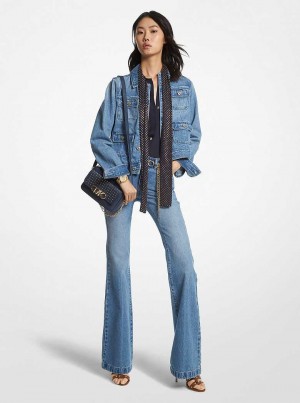 Michaelkors Denim Belted Flared Azuis Azul Claro | SN-MK26567