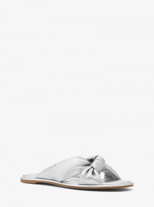 Michaelkors Elena Metallic Leather Prateadas | SN-MK27514