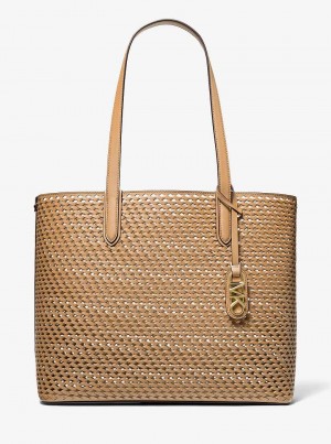 Michaelkors Eliza Extra-Large Hand-Woven Leather Marrom | SN-MK26796