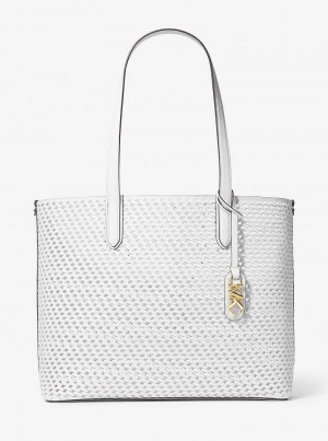 Michaelkors Eliza Extra-Large Hand-Woven Leather Branco | SN-MK26797