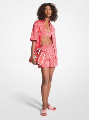 Michaelkors Empire Logo Print Satin Coral | SN-MK26549