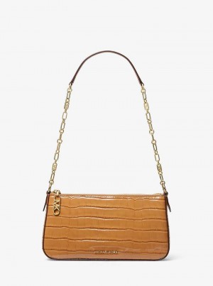 Michaelkors Empire Medium Crocodile Embossed Leather Chain-Link Marrom | SN-MK26972