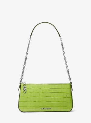 Michaelkors Empire Medium Crocodile Embossed Leather Chain-Link Verdes | SN-MK26974