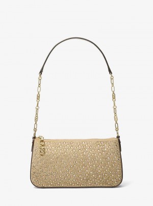 Michaelkors Empire Medium Embellished Suede Chain-Link Douradas | SN-MK26979