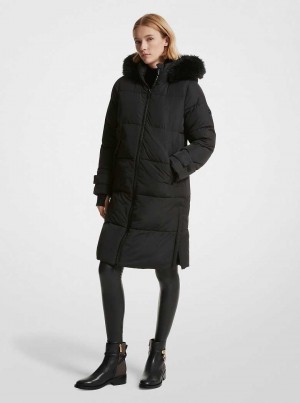 Michaelkors Faux Fur Trim Quilted Pretas | SN-MK26624