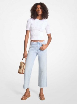 Michaelkors Frayed Denim Cropped Azuis Azul Claro | SN-MK26557