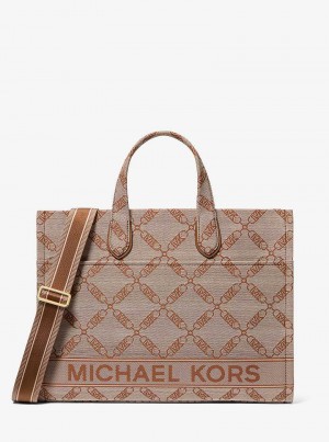 Michaelkors Gigi Large Empire Logo Jacquard Bege | SN-MK26802