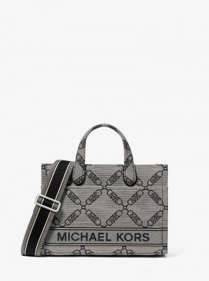 Michaelkors Gigi Small Empire Logo Jacquard Bege Pretas | SN-MK27292