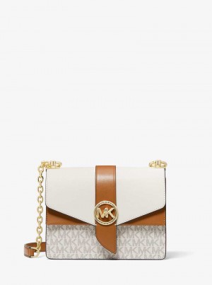 Michaelkors Greenwich Small Color-Block Logo and Saffiano Leather Luz Amarelas | SN-MK27028