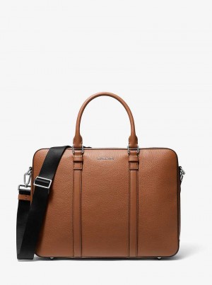 Michaelkors Hudson Logo and Leather Double-Gusset Marrom | SN-MK28198