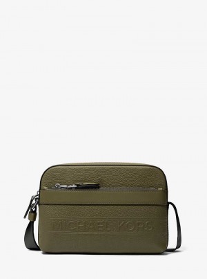 Michaelkors Hudson Pebbled Leather Utility Verde Oliva | SN-MK28134