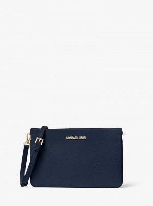 Michaelkors Jet Set Large Pebbled Leather Azul Marinho | SN-MK27115