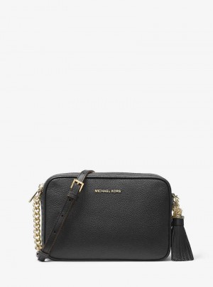 Michaelkors Jet Set Medium Pebbled Leather Pretas | SN-MK27157