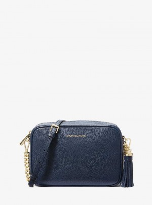 Michaelkors Jet Set Medium Pebbled Leather Azul Marinho | SN-MK27158