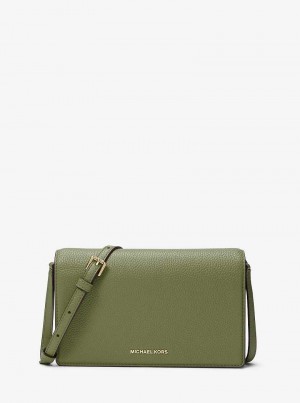 Michaelkors Jet Set Medium Pebbled Leather Front-Flap Verde Oliva | SN-MK27179