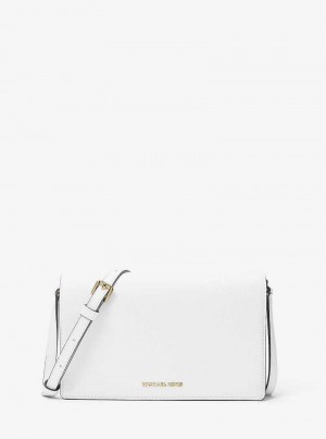 Michaelkors Jet Set Medium Pebbled Leather Front-Flap Branco | SN-MK27180