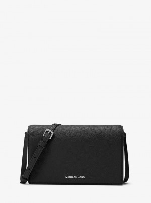 Michaelkors Jet Set Medium Pebbled Leather Pretas | SN-MK27191