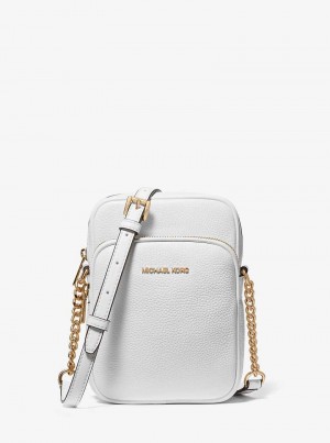 Michaelkors Jet Set Travel Medium Pebbled Leather Branco | SN-MK27259