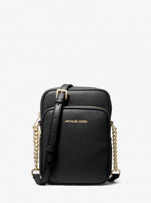 Michaelkors Jet Set Travel Medium Pebbled Leather Pretas | SN-MK27260
