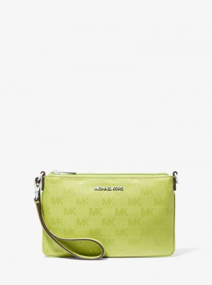 Michaelkors Jet Set Travel Small Woven Logo Nylon Luz Verdes | SN-MK27176