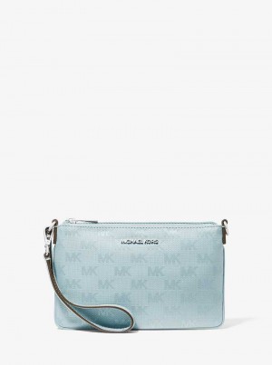 Michaelkors Jet Set Travel Small Woven Logo Nylon Azuis | SN-MK27177
