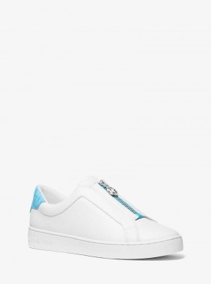 Michaelkors Keaton Leather Zip-Up Branco | SN-MK27437