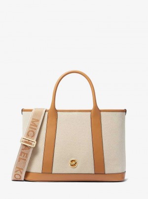 Michaelkors Luisa Medium Cotton Canvas Marrom | SN-MK27351