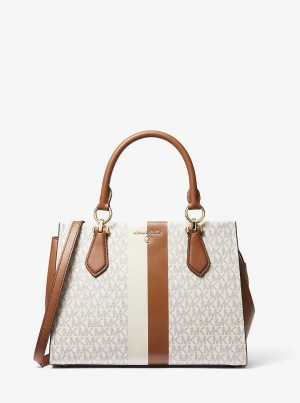 Michaelkors Marilyn Medium Logo Stripe Luz Amarelas | SN-MK27326