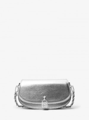 Michaelkors Mila Small Metallic Leather Prateadas | SN-MK27077