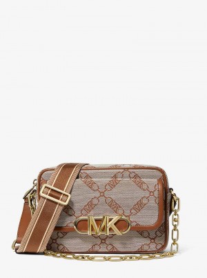 Michaelkors Parker Medium Empire Logo Jacquard Bege | SN-MK27147