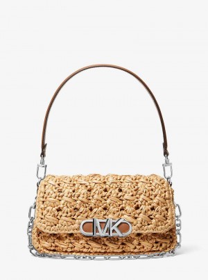 Michaelkors Parker Medium Woven Straw Bege | SN-MK26949