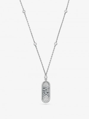 Michaelkors Pavé Precious Metal-Plated and Sterling Silver Empire Logo Prateadas | SN-MK27796