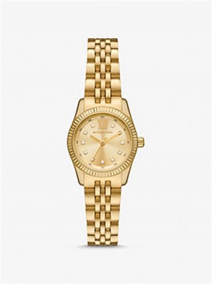 Michaelkors Petite Lexington Pavé Gold-Tone Watch Douradas | SN-MK28322