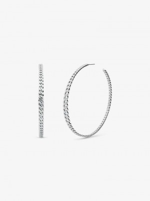 Michaelkors Precious Metal-Plated Brass Curb Link Hoop Prateadas | SN-MK27783