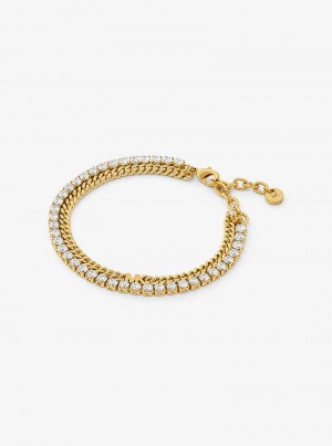 Michaelkors Precious Metal-Plated Brass Double Chain Tennis Douradas | SN-MK27740
