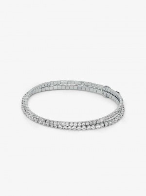 Michaelkors Precious Metal-Plated Brass Double Wrap Tennis Prateadas | SN-MK27747
