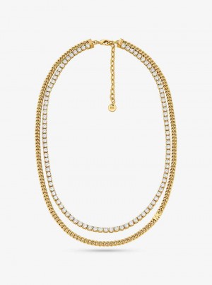 Michaelkors Precious Metal-Plated Brass Double Chain Tennis Douradas | SN-MK27816