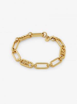Michaelkors Precious Metal-Plated Brass Empire Logo Chain Link Douradas | SN-MK27734