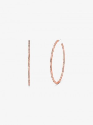 Michaelkors Precious Metal-Plated Brass Pavé Hoop Rosa Douradas | SN-MK27759