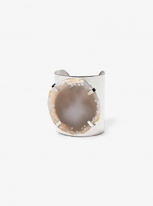 Michaelkors Precious Metal-Plated Brass and Agate Cuff Prateadas Cinzentas Marrom | SN-MK27812